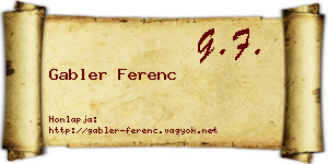 Gabler Ferenc névjegykártya